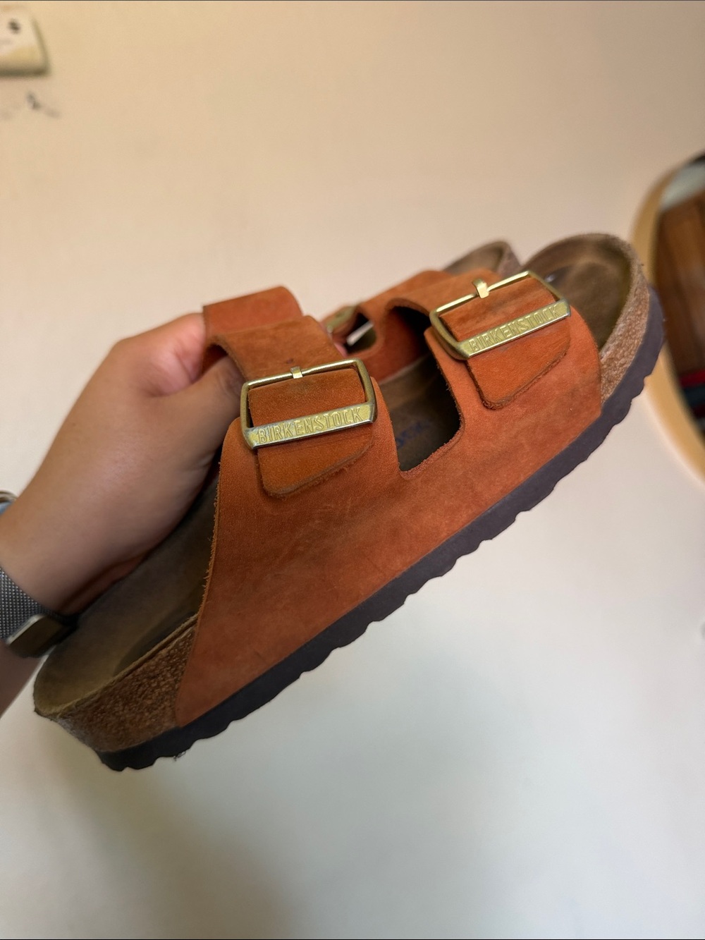 Birkenstock Arizona Soft Footbed Suede Leather Mink ? Size 8 burnt orange - Picture 11 of 14